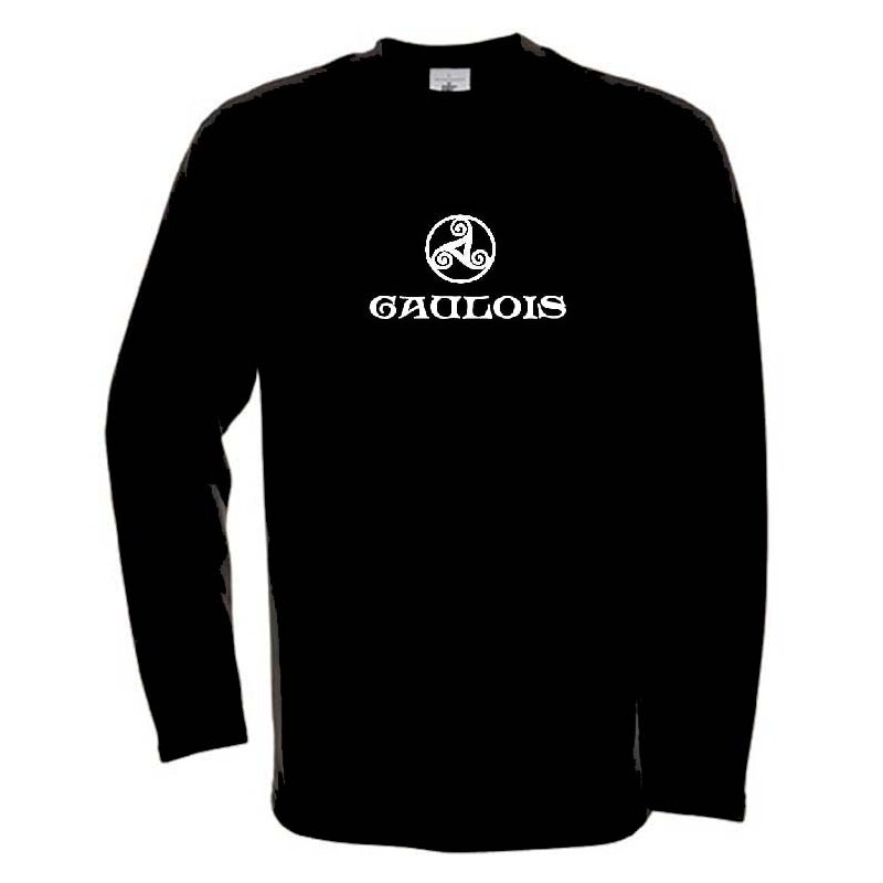 t-shirt noir manches longues triskel celtique avec mention gaulois.