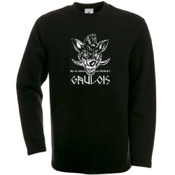 sweat-shirt Manches longues Noir sanglier Gaulois avec mention "né et élevé en gaule !".