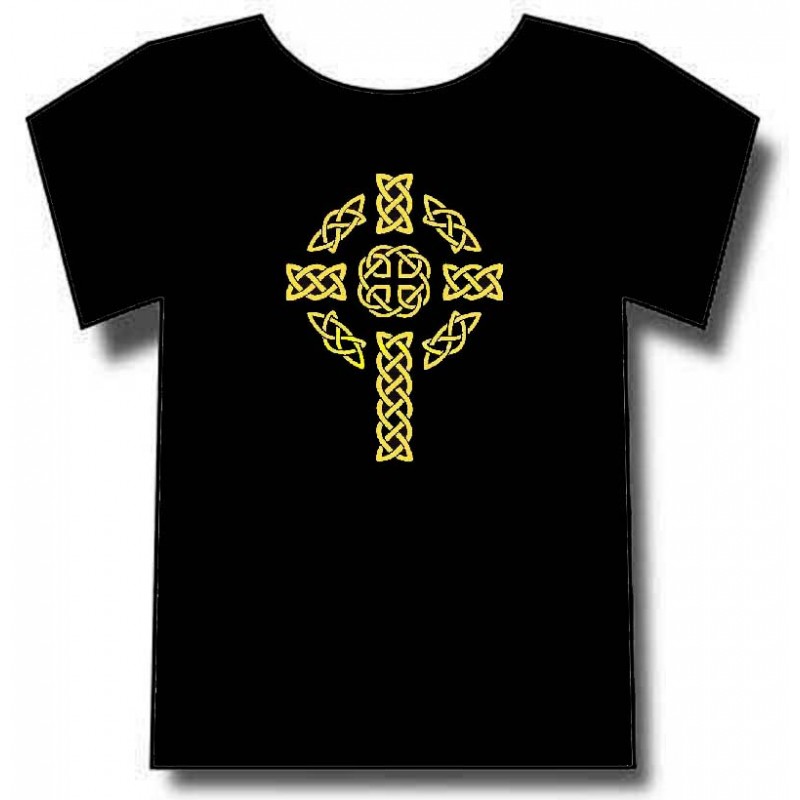 Croix celtique avec entrelacs nordiques sur t-shirt Noir.