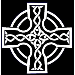 motif blanc Croix celtique N° 2 avec entrelacs nordiques.sut t-shirt noir.