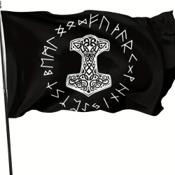 Drapeau motif Marteau de Thor et runes