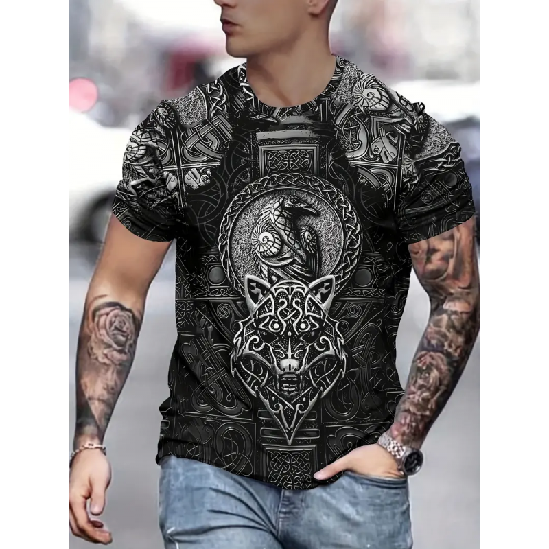 T-shirt viking tête de loup, Corbeau