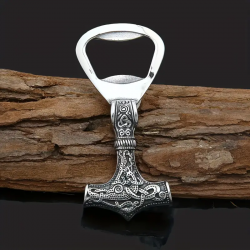 Ouvre bouteille, décapsuleur Marteau de Thor. fond bois