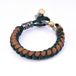 Bracelet corde tressée fermoir Marteau de Thor 2 tons. vue de dos