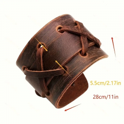 Bracelet en Cuir croisillons Cuir de Vachette. Longueur 28cm X 5,5cm de large.