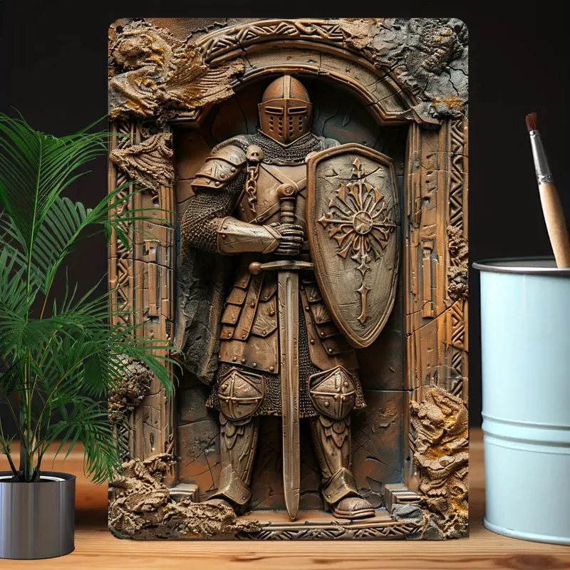 Plaque décoration murale Chevaliers médiéval. en Métal