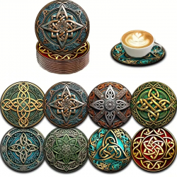 Dessous de Verres décors celtiques 8 pièces en Bois