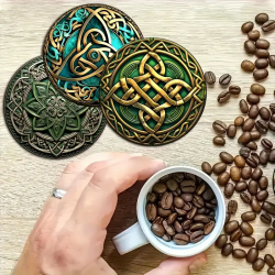 Dessous de Verres décors celtiques 8 pièces en Bois. Tasse de café.