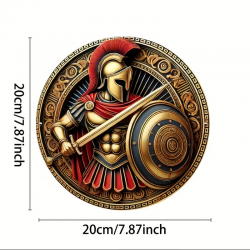 Plaque ronde Guerrier spartiate Aluminium dimensions 20x20cm