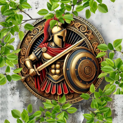 Plaque ronde Guerrier spartiate Aluminium