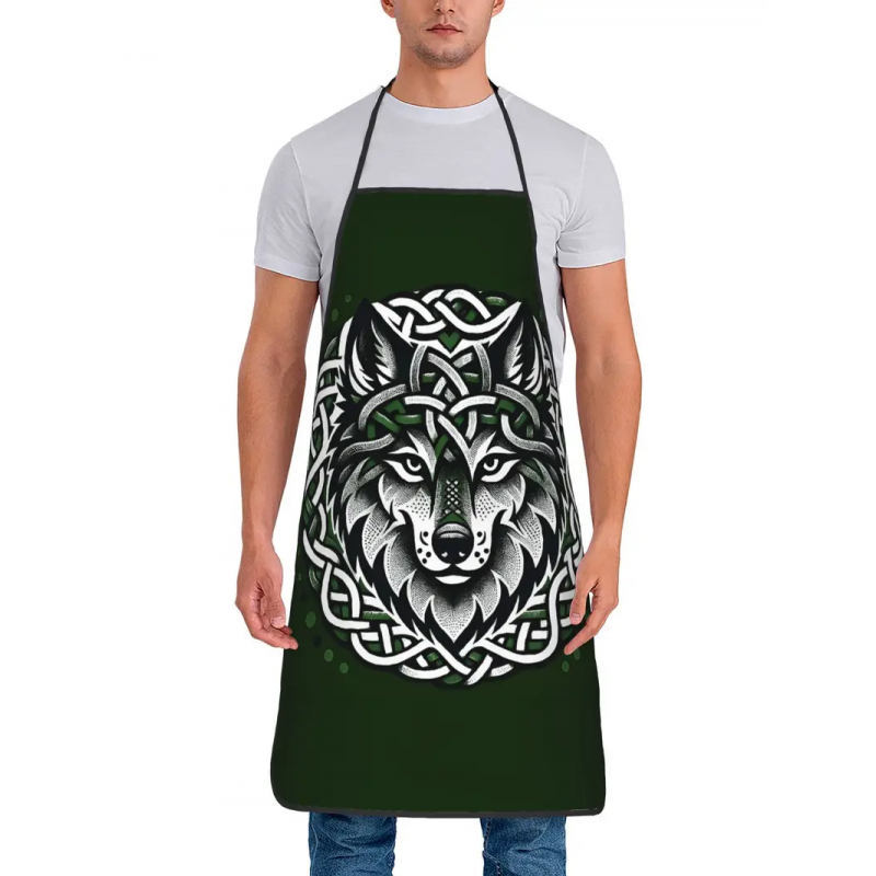 Tablier de cuisine mixte avec motif loup celtique. Homme