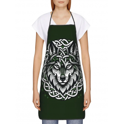 Tablier de cuisine mixte avec motif loup celtique. Femme