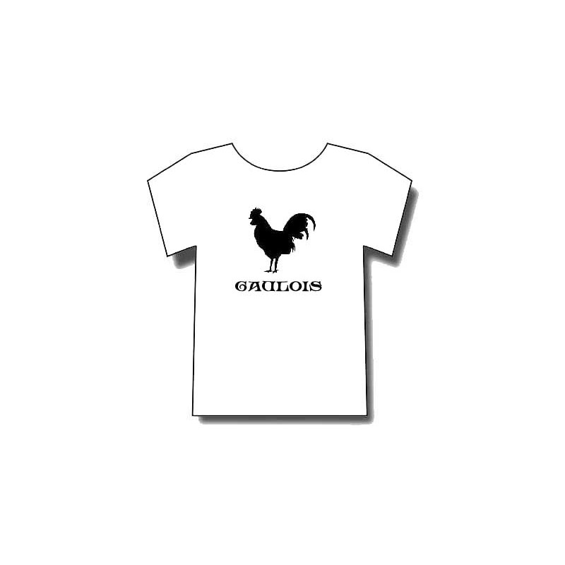T-shirt Blanc coq  "Gaulois" motif Noir